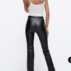 FLARED FAUX LEATHER LEGGINGS